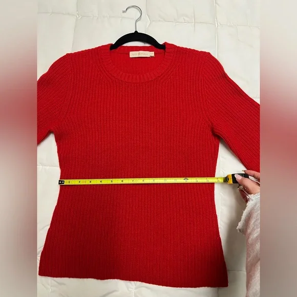 Tory Burch Red Kennedy Shaker Stitch Sweater - Picture 6 of 7